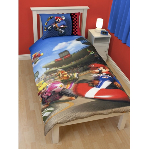  Mario Kart Race Reversible Panel Single Bed Duvet Quilt Cover Set